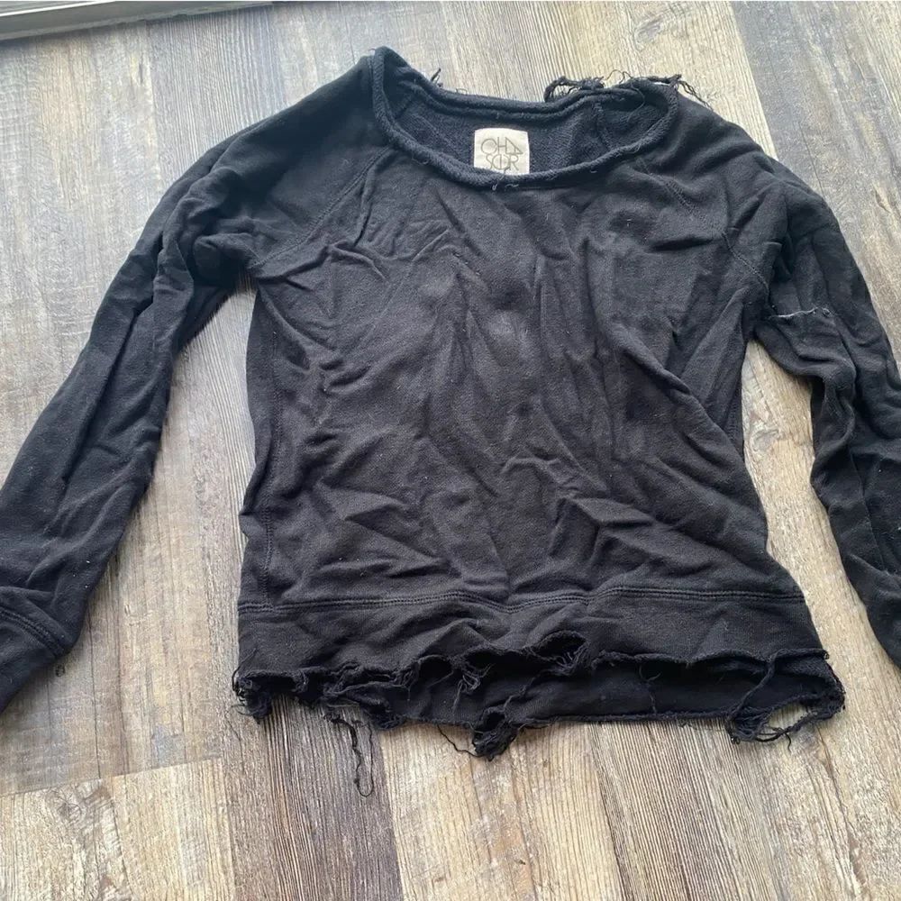 Chaser brand distressed black sweatshirt EUC #2